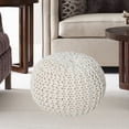 thumbnail image 1 of Empowerseas, Inc. Timberbrook Wolle Round Pouf Ottoman Ivory, 1 of 5