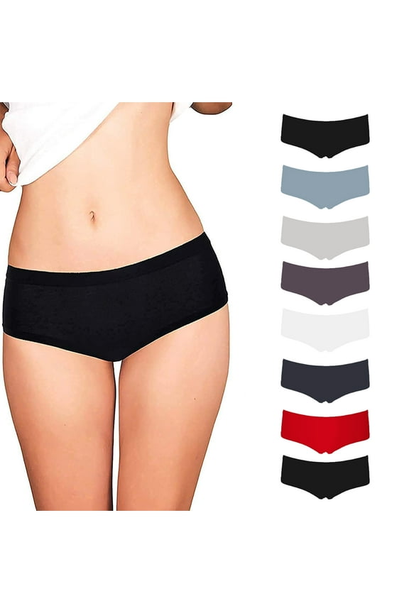 Bikini Cheeky Hipster Thong Boy Shorts Breathable Elastic Waistband Seamless Solid Print Casual Panty (Women's) 10 Pack