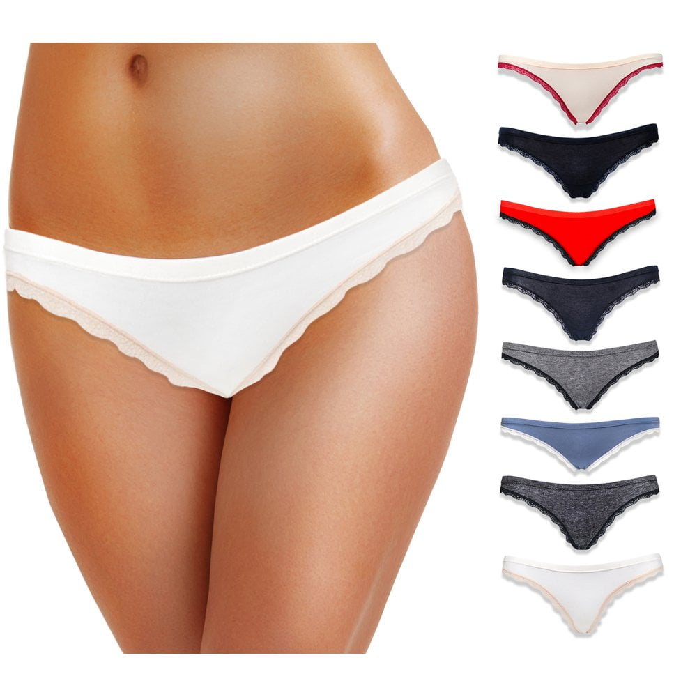 Emprella Cotton Underwear Women 6 Thong Pack - No Show Panties, Seamless  Sexy Breathable