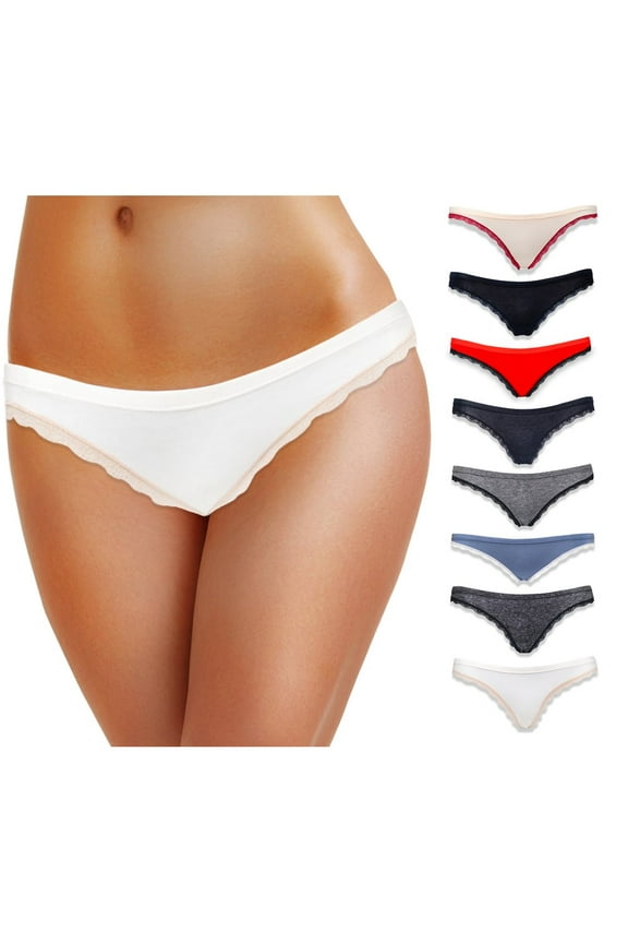 Cotton Underwear Women, 8 Pack Womens Bikini Seamless Ladies Cheeky Panty - XL