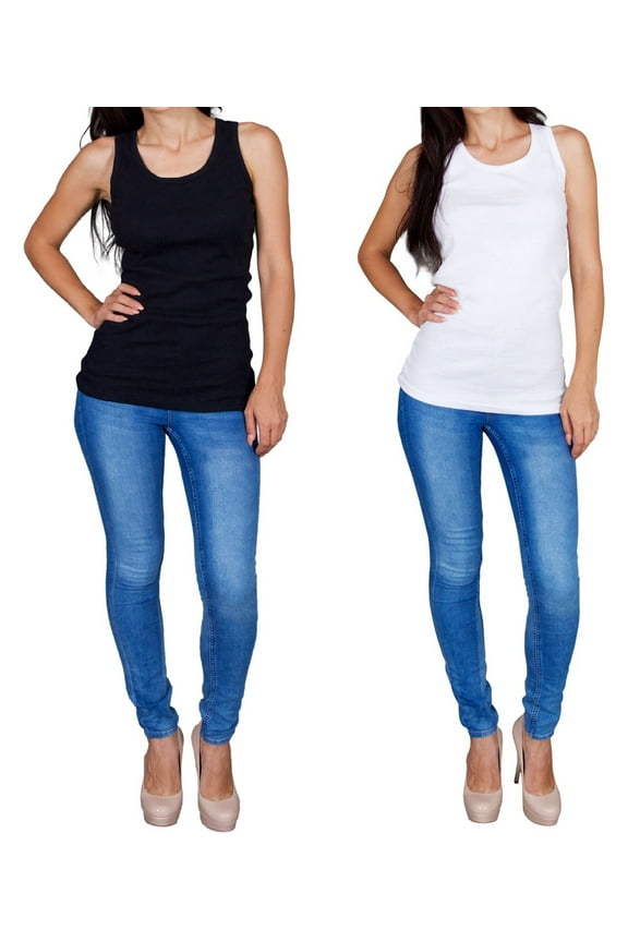 Tank Tops for Women 2-Pack Ribbed Racerback Tanks (Small)