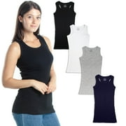 Emprella Tank Tops for Women, 4 Pack Ribbed Racerback Tanks (2XL)