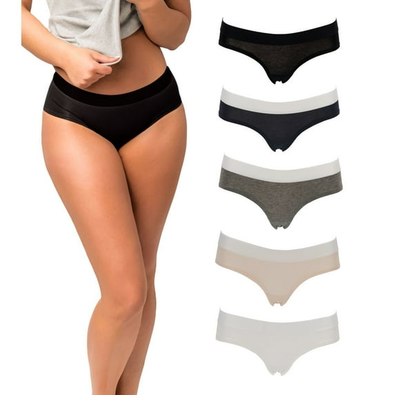 Emprella Women's 5-Pack Hipster Panties | Cotton Spandex with Elastic Waistband