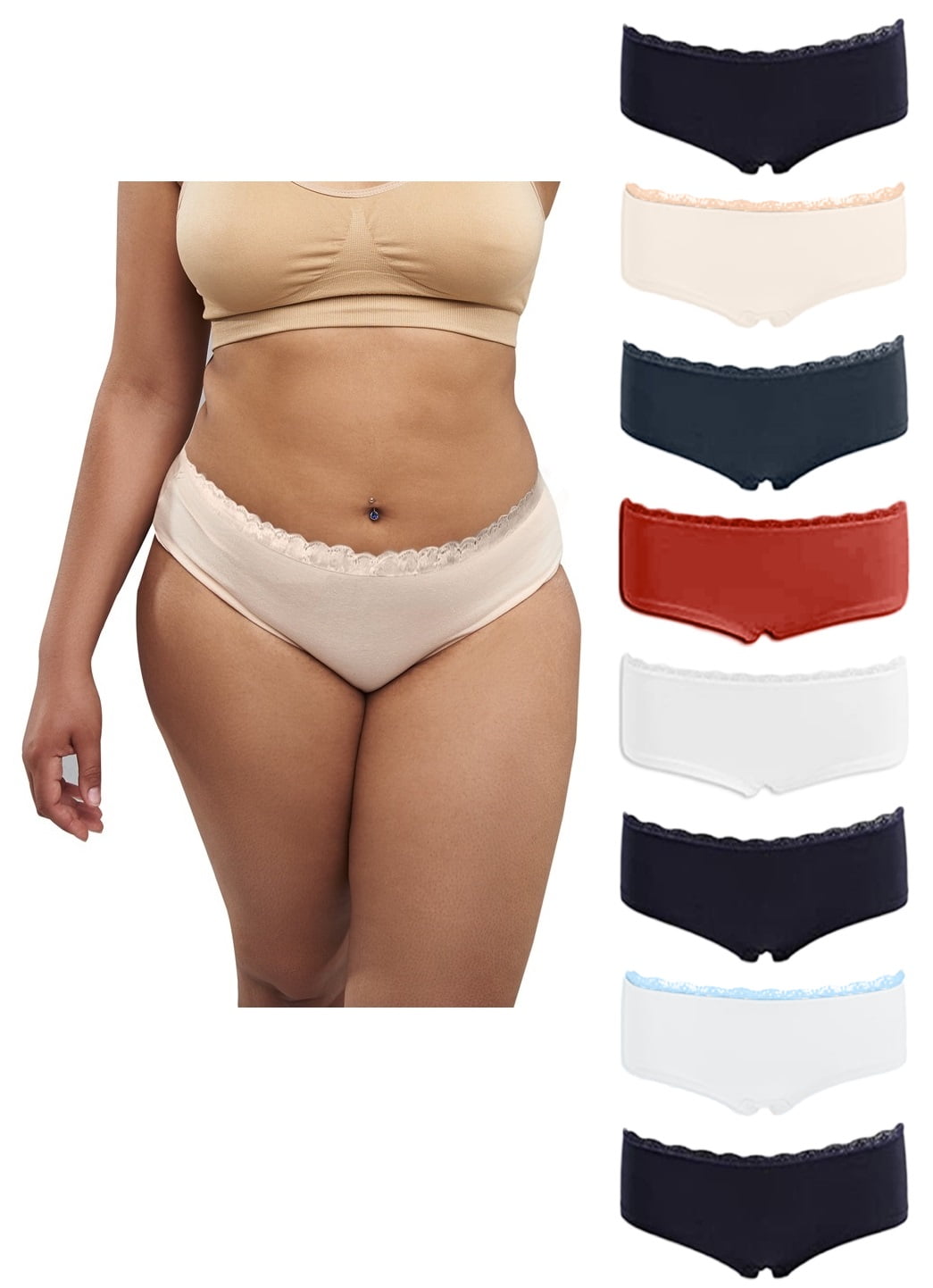 Emprella Women's Boyshort Panties (8-Pack) Comfort Ultra-Soft Cotton  Underwear, Assorted colors - 2XL
