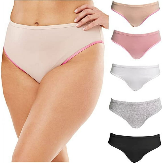 Emprella Womens Plus Size Bikini Brief Panties - 5 Pack