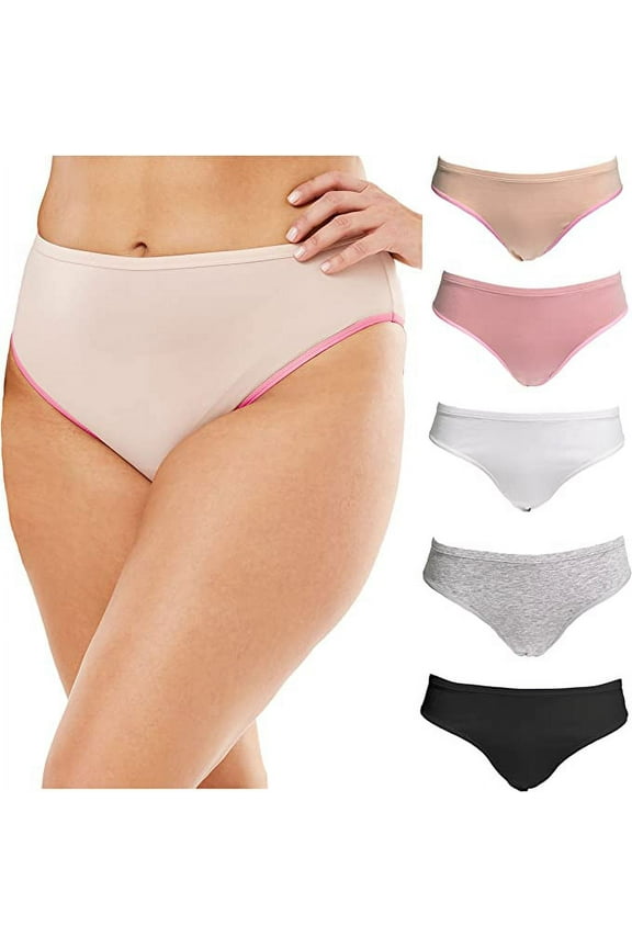 Womens Plus Size Bikini Brief Panties - 5 Pack