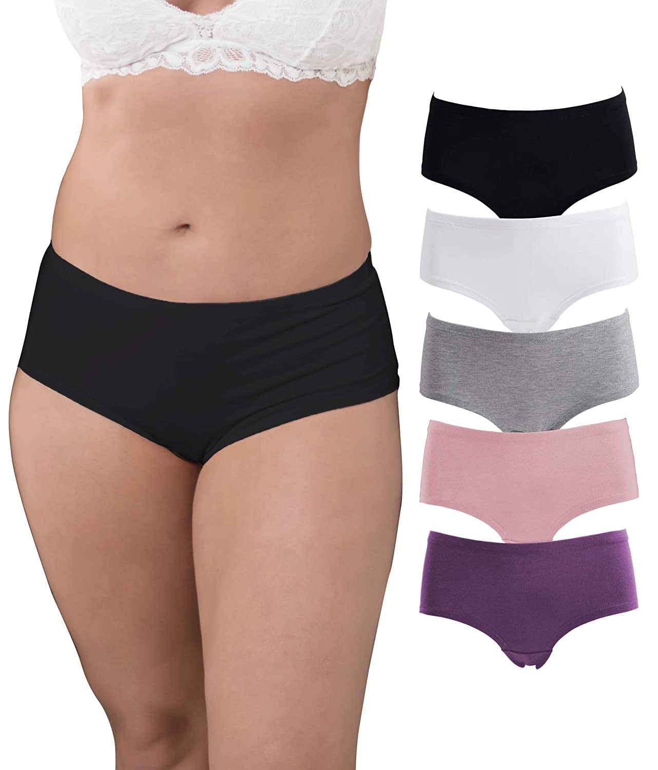Emprella Womens Plus Size Hipster Panties - 5 Pack - 4X