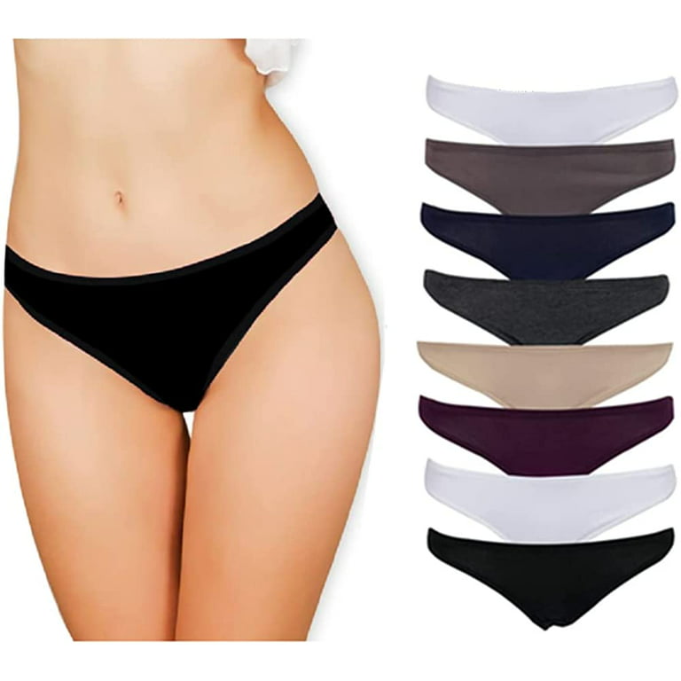 Emprella Womens Underwear, 8 Pack Thongs for Women Seamless Ladies Thong  Panties - L 