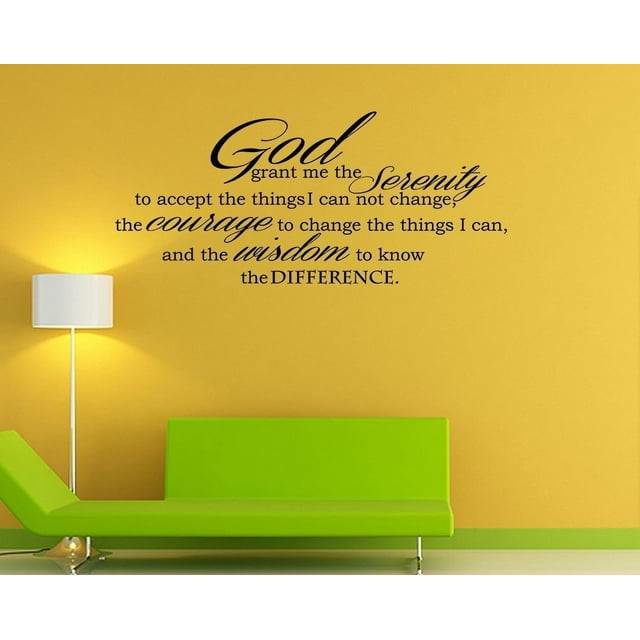 Empresal God Grant Serenity Prayer Vinyl Wall Decal Quotes Stickers Religious Home Decor Black 28"Hx13"W JR34