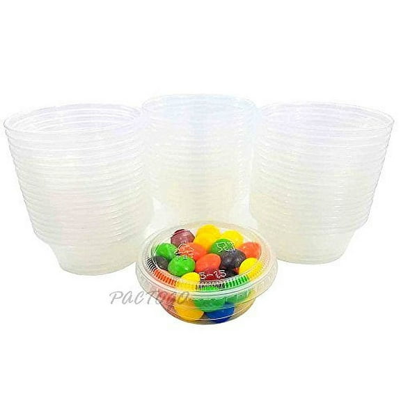 Empress 1.5 oz. Clear Plastic Disposable Portion Souffle Container Food Cups with Lids (Pack of 50 Sets)