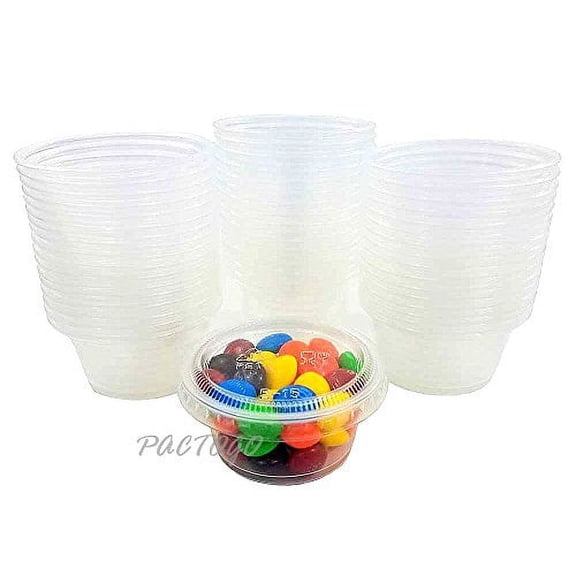 Empress 2 oz. Clear Plastic Disposable Portion Souffle Container Food Cups with Lids (Pack of 1250 Sets)