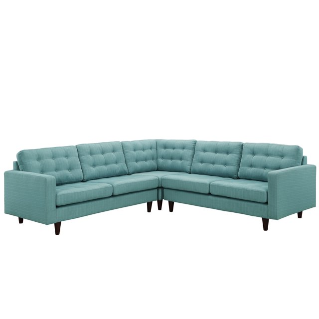 Empress 3 Piece Upholstered Fabric Sectional Sofa Set