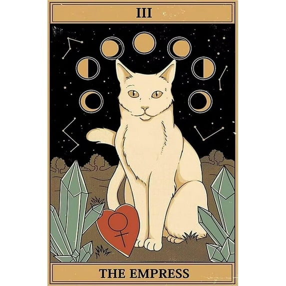The Empress Cat Tarot Diamond Art Kits for Adults Beginners Cat Diamond Painting Kits for Adults DIY 5D Diamond Art Kits Gem Art, Diamond Art for Adults 16X24 Inch