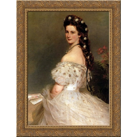 Empress Elisabeth of Austria in dancing dress 24x18 Gold Ornate Wood Framed Canvas Art by Franz Xaver Winterhalter