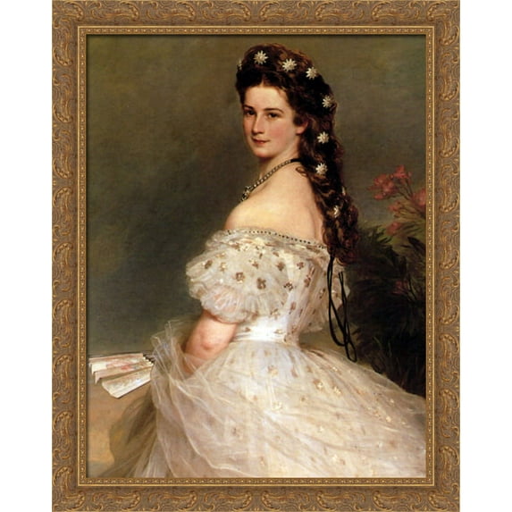 Empress Elisabeth of Austria in dancing dress 28x36 Large Gold Ornate Wood Framed Canvas Art by Franz Xaver Winterhalter