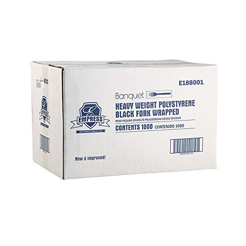 Empress Heavy Weight Plastic Fork Black Wrapped 1000 per case