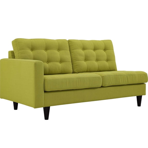 Modway Empress Left-Facing Upholstered Fabric Loveseat in Wheatgrass