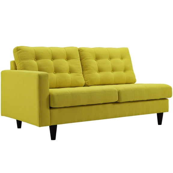 Modway Empress Left-Facing Upholstered Fabric Loveseat in Sunny