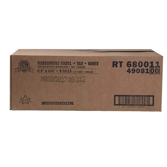 Empress Premium Hard Wound Towel, White, 8"X800', 6 rolls to a case