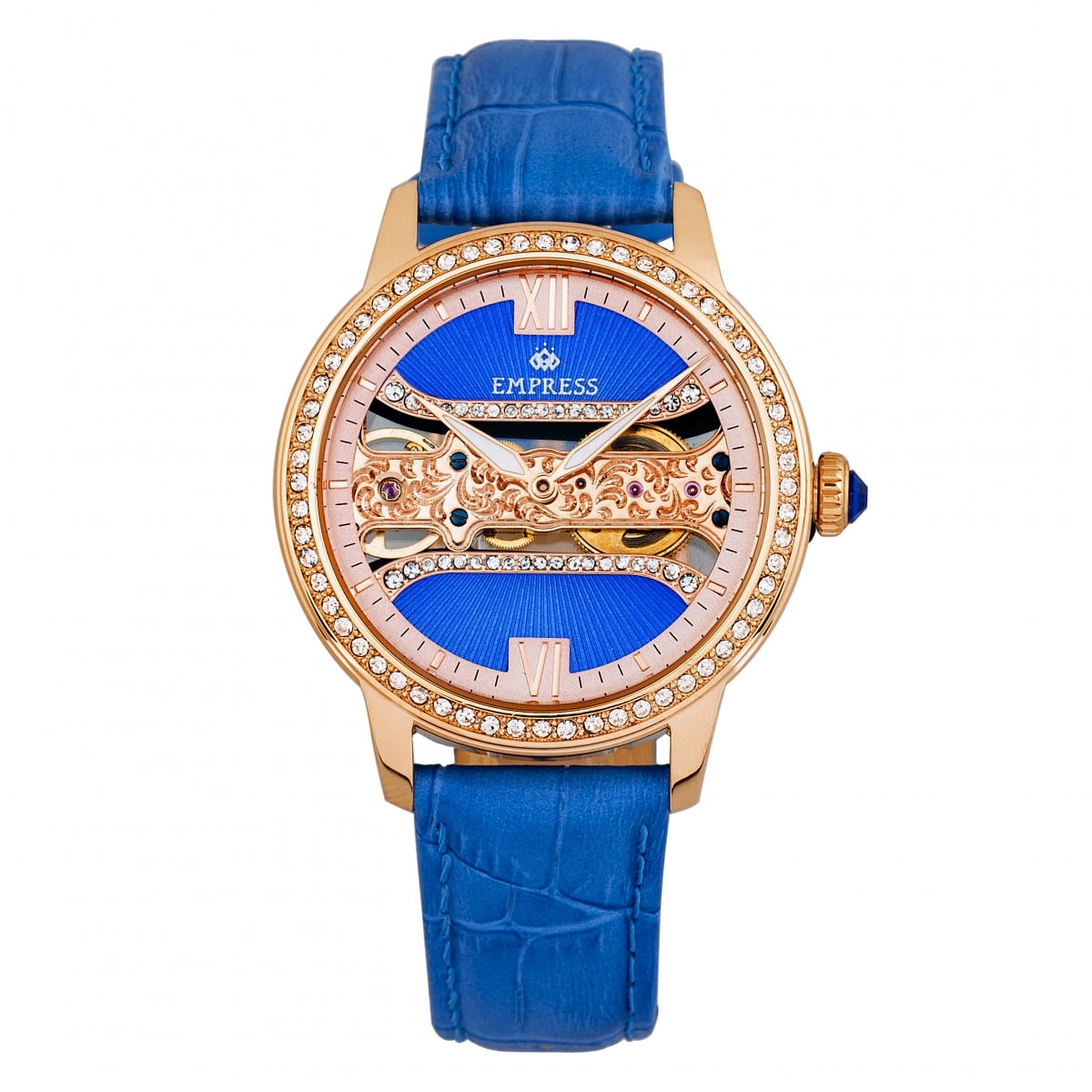 Empress Rania Mechanical Semi-Skeleton Leather-Band Watch  display picture 2