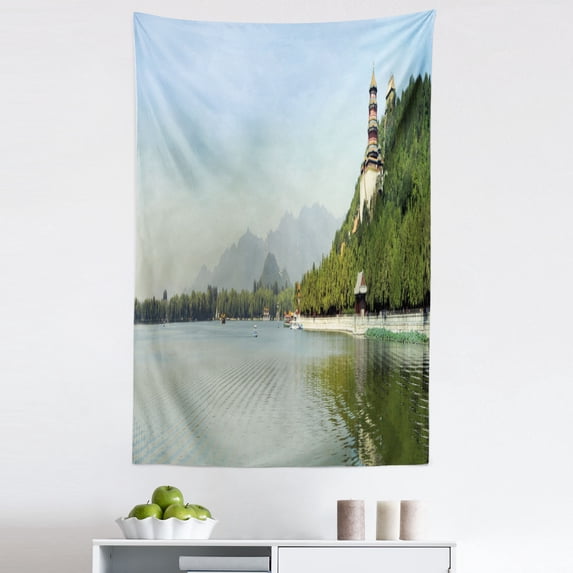 Empress Tapestry, Old Classic Historical Medieval Palace Beijing China Landmark Panoramic Landscape, Fabric Wall Hanging Decor for Bedroom Living Room Dorm, 5 Sizes, Multicolor, by Ambesonne