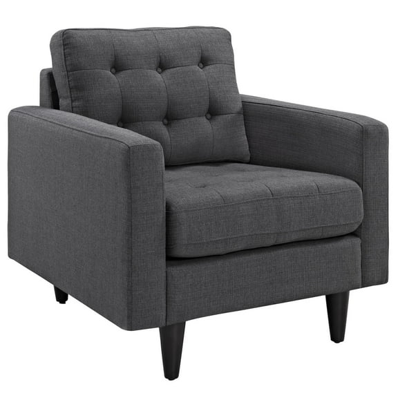 Modway Empress Upholstered Fabric Armchair in Gray