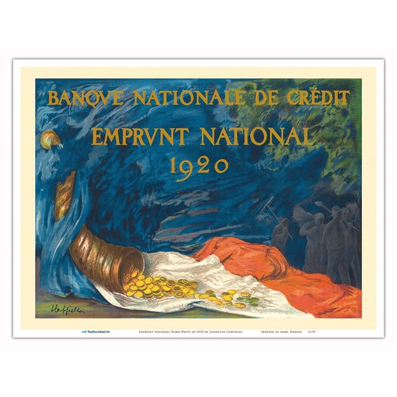 Emprunt National Bond Drive of 1920 - Banque Nationale de Crédit - Vintage French Advertising Poster by Leonetto Cappiello - Master Art Print (Unframed) 9in x 12in