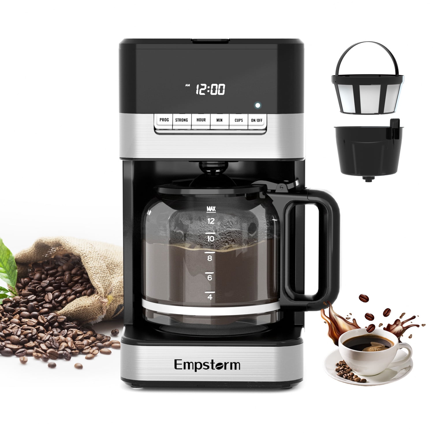 Empstorm 12 Cup Programmable Drip Coffee Maker 1000W Fast Brew Coffee