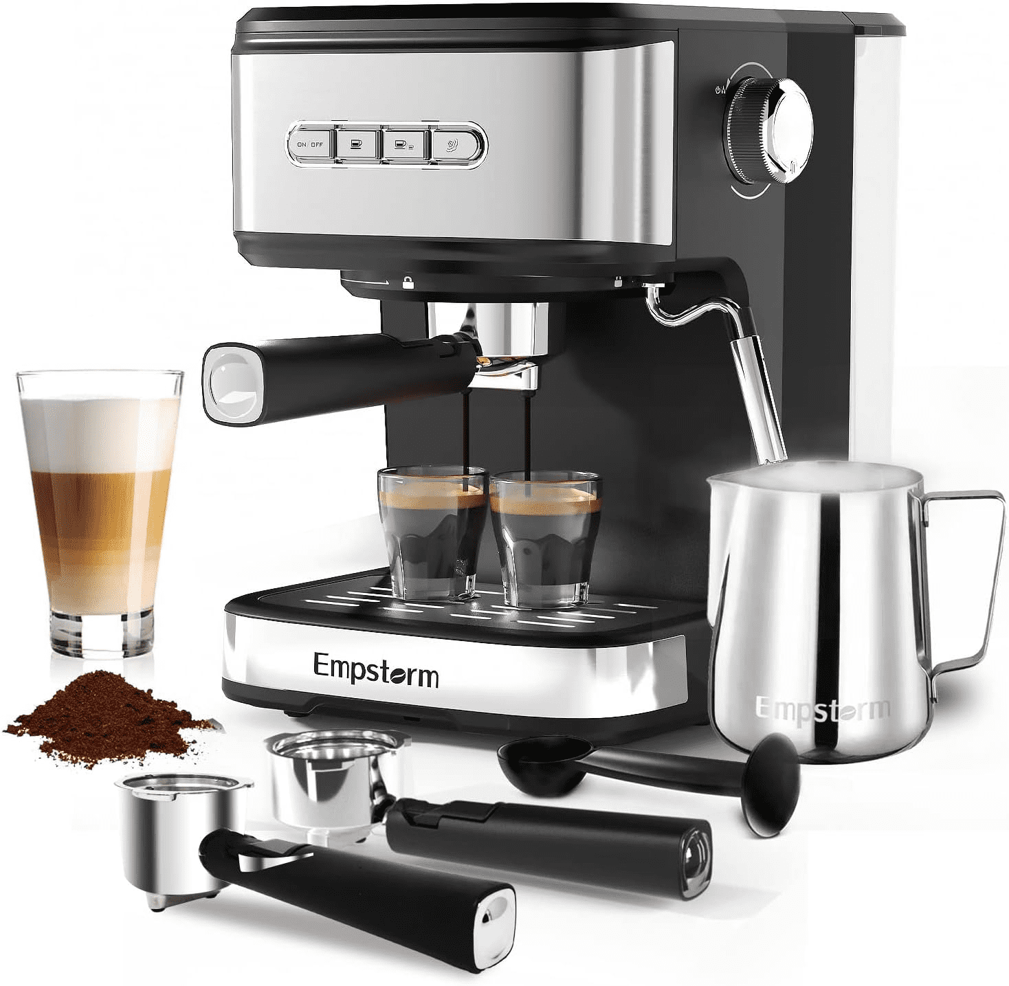 KitchenBoss Espresso Machine with Steamer: 20 Bar Professional Compact Barista Espresso Machines with Milk Frother Steam Wand, Automatic Fast