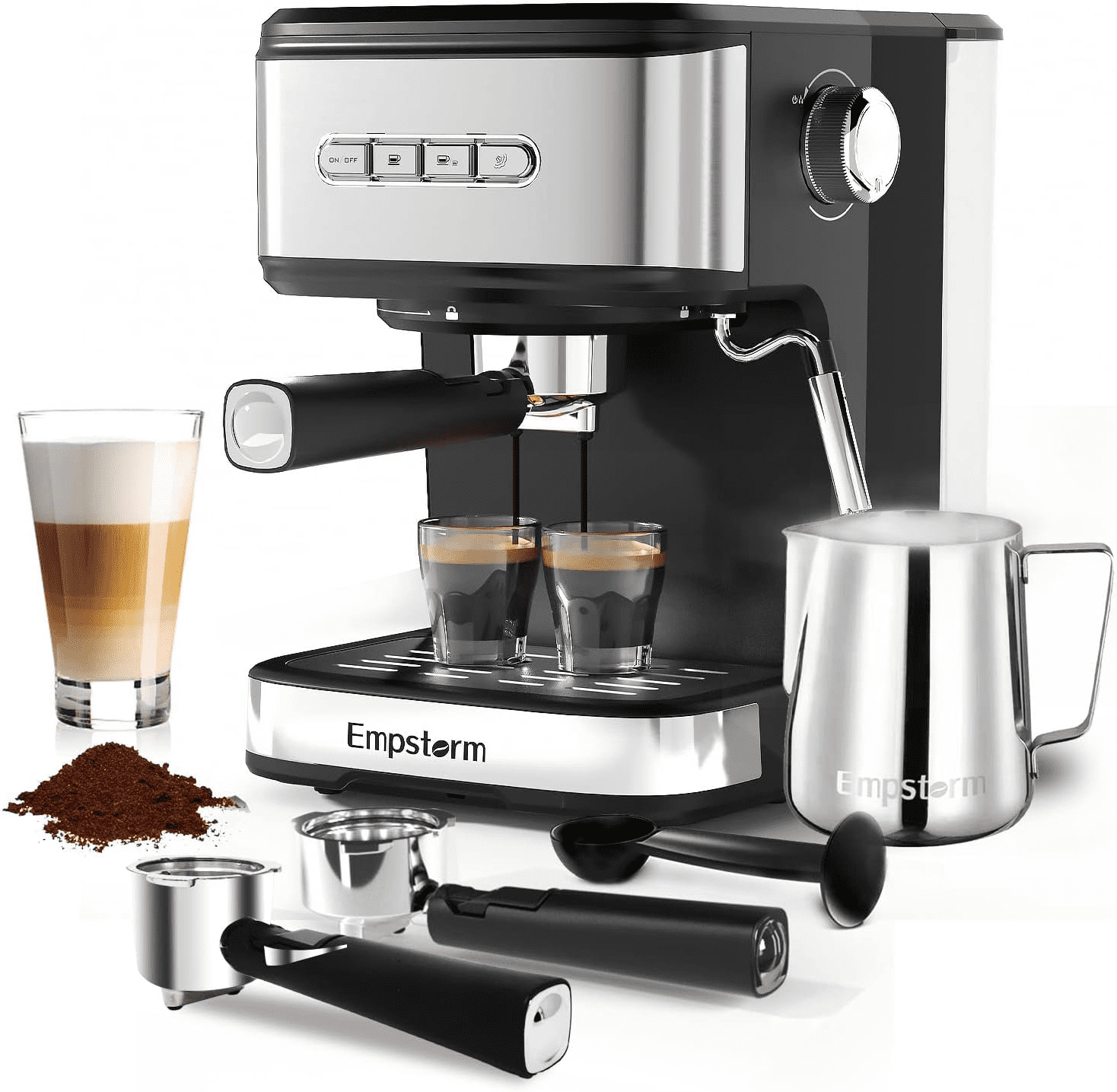 Empstorm Espresso Machine 20 Bar, Espresso Coffee Maker with Milk Frother Steam Wand, Semi
