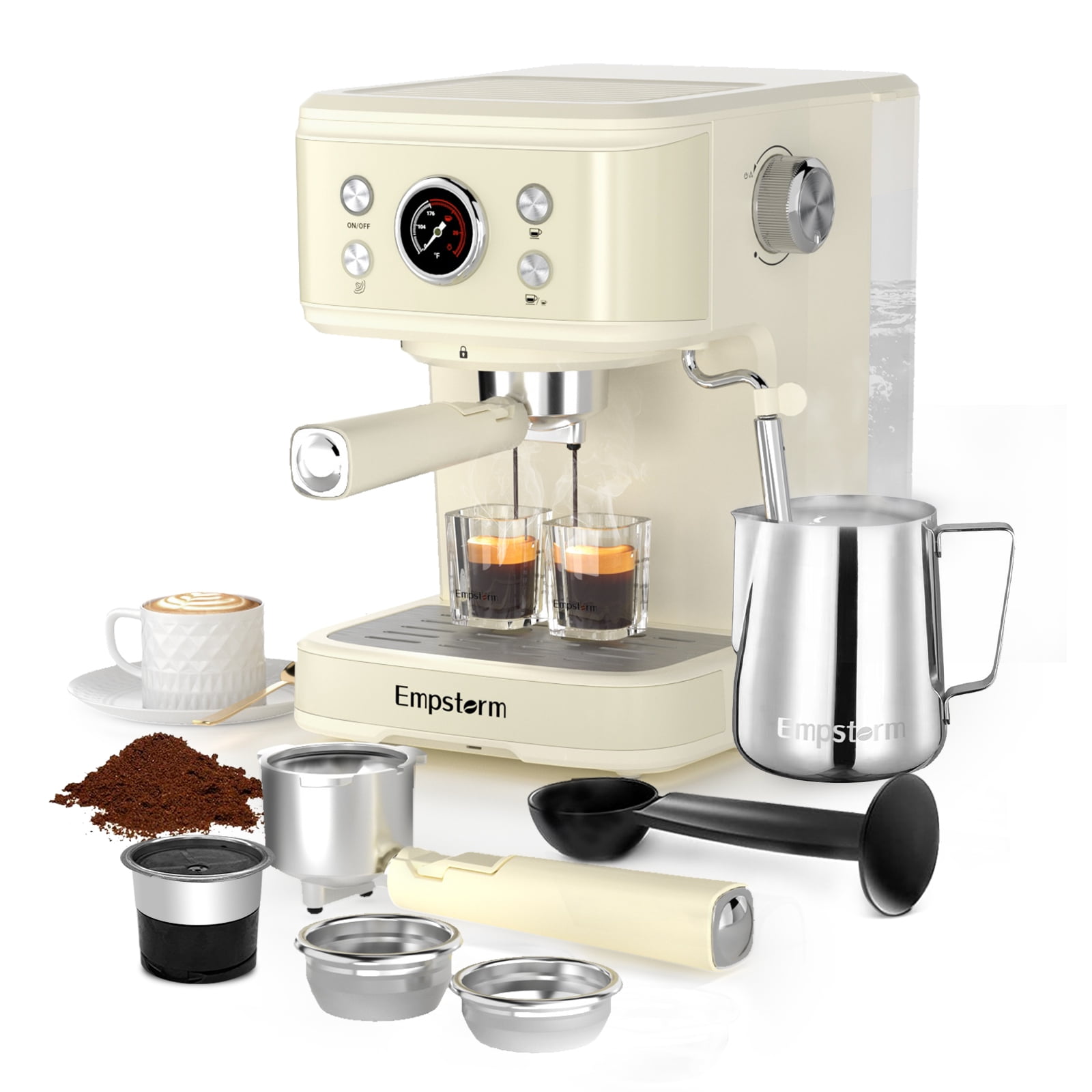 Empstorm Espresso Machine 20 Bar, Espresso Coffee Maker with Milk Frother Steam Wand, Semi
