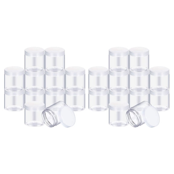 Empty 24-Pack Transparent Plastic Storage Spice Jar Wide Mouth Plastic Container with Lid for Beauty Products,24 x plastic bottle,Transparent