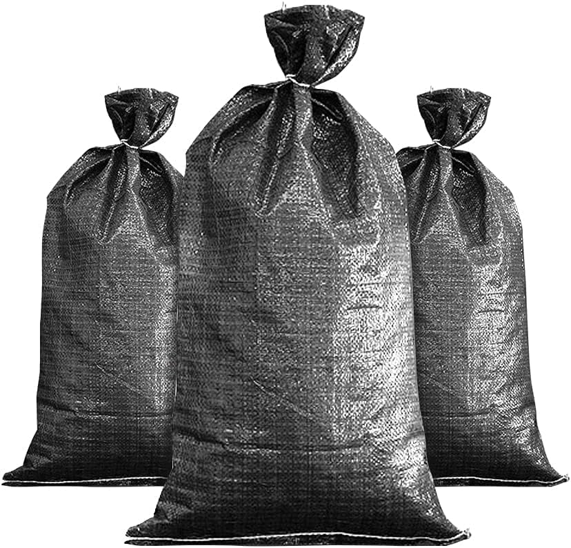Empty Black Sandbags with Ties 16" x 25" Woven Polypropylene Sand