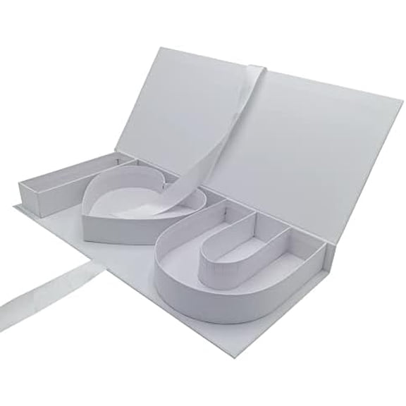 Empty Cardboard Letter Fillable Paper Gift Box Flower Chocolate Packaging (WhiteIheartU)