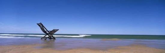 Empty Chair On The Lake Side Lake Michigan Grand Haven Michigan USA Canvas Art - Panoramic Images (36 x 12)