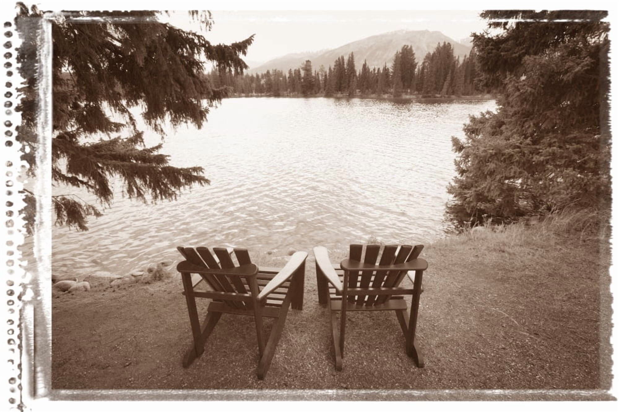 Empty Chairs On Waterfront Canvas Art - Don Hammond Design Pics (17 x 11)