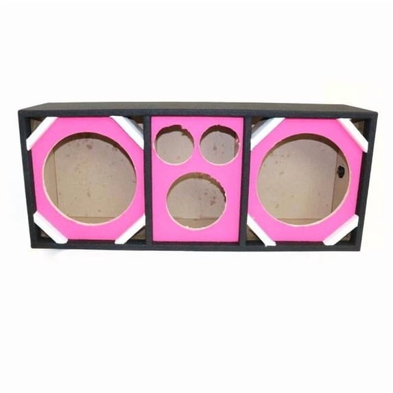 Empty Chuchera Speaker Enclosure with Dual Port for Two 10 in. Woofers Plus Two Tweeters & One Horn, Pink