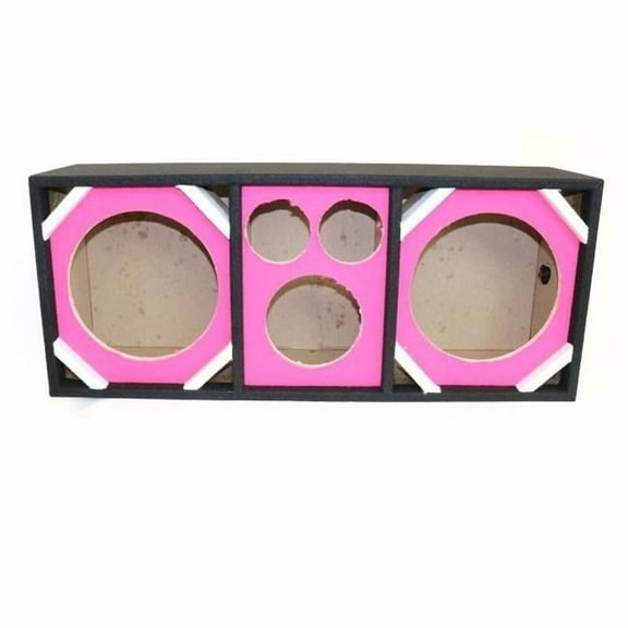 Empty Chuchera Speaker Enclosure with Dual Port for Two 10 in. Woofers Plus Two Tweeters & One Horn, Pink