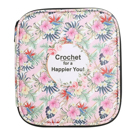 Empty Crochet Hook Case Portable Travel Crochet Storage Bag Organizers Zipper Bag with Web Pocket & Crochet Holder Slots