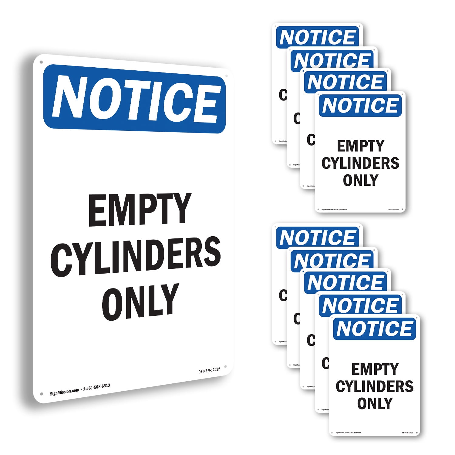 Empty Cylinders Only OSHA Notice Rigid Plastic Sign 24 Inch x 18 Inch ...