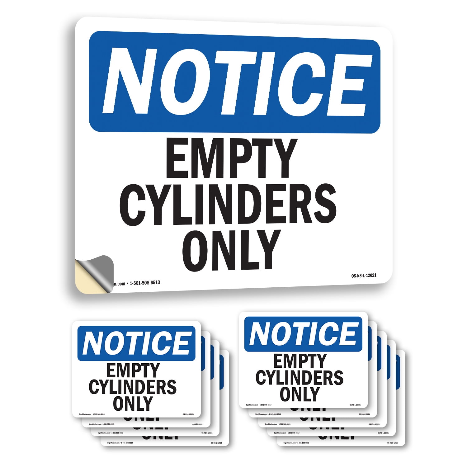 Empty Cylinders Only OSHA Notice Vinyl Decal Label 10 Inch x 7 Inch ...