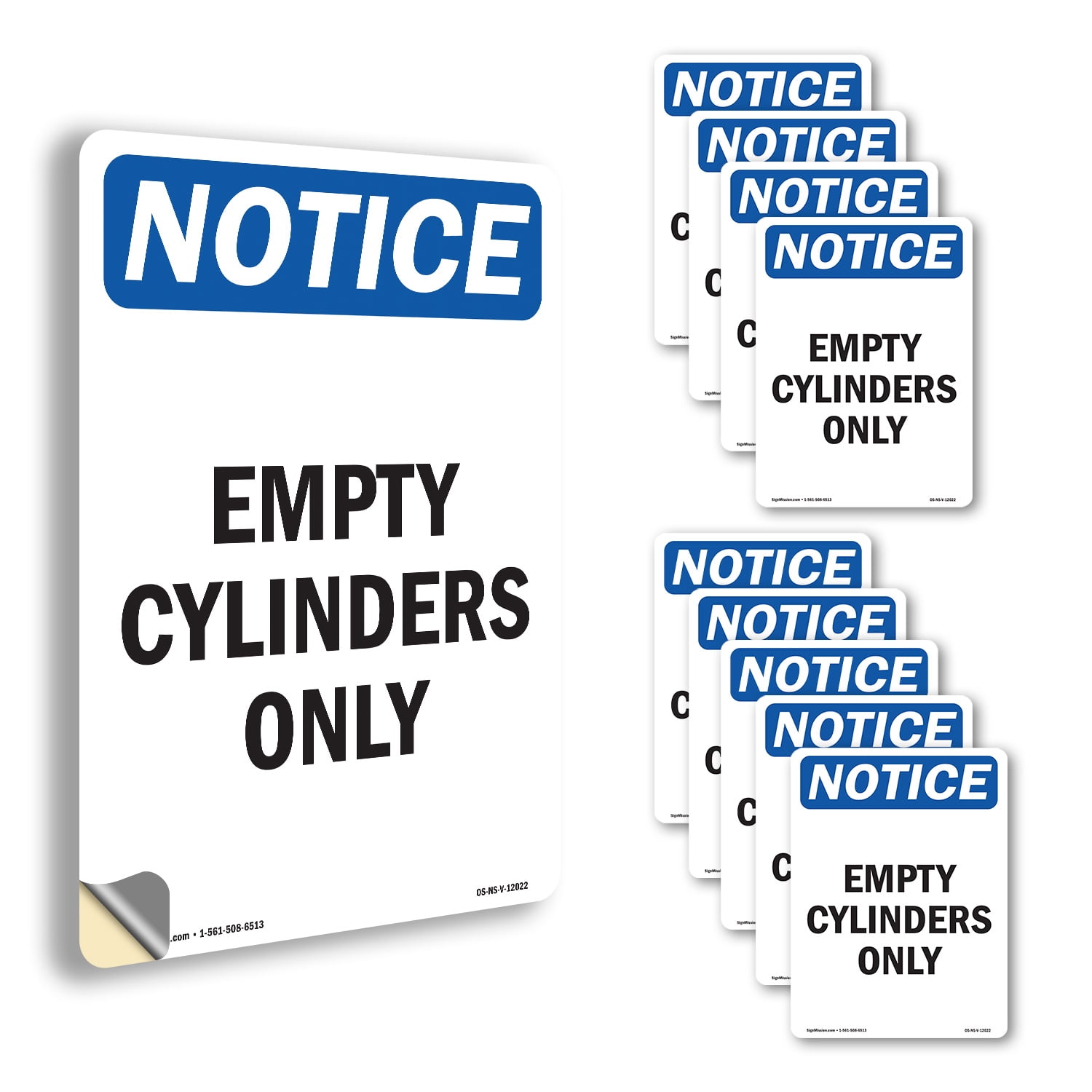 Empty Cylinders Only OSHA Notice Vinyl Decal Label 10 Inch x 7 Inch ...