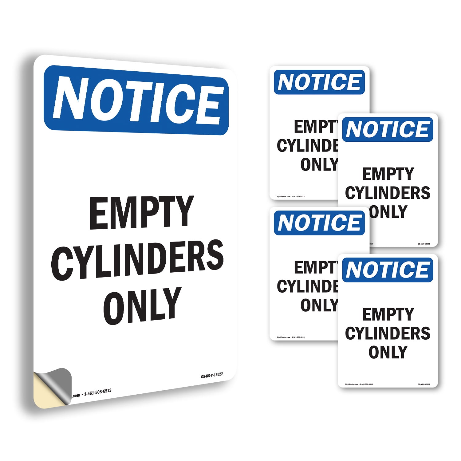 Empty Cylinders Only OSHA Notice Vinyl Decal Label 10 Inch x 7 Inch - 5 ...