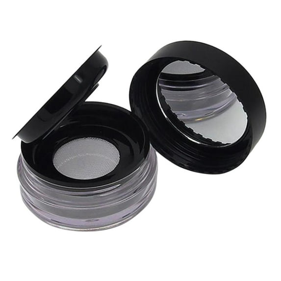 Empty DIY Makeup Case Cosmetic Box Container with Mirror & Sifter - Black,