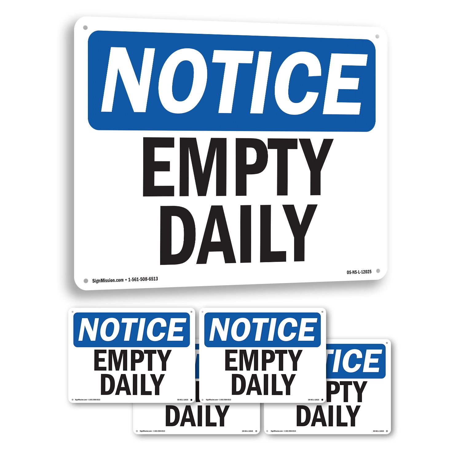 Empty Daily OSHA Notice Rigid Plastic Sign 24 Inch x 18 Inch - 5 Pack ...
