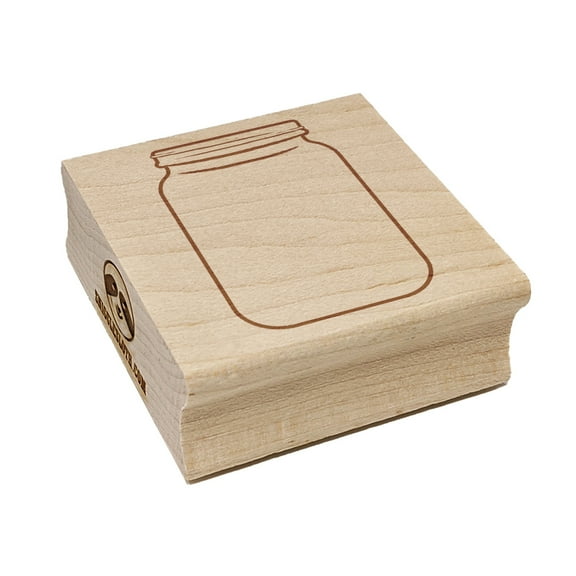 Empty Fillable Glass Mason Jar Square Rubber Stamp Stamping Scrapbooking Crafting - Small 1.25in