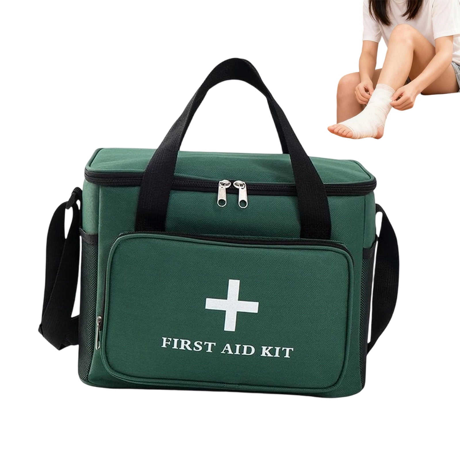 Empty First Aid Bag with Adjustable Shoulder Strap – Multi-Pocket ...