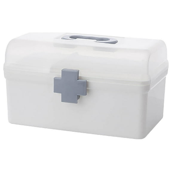 Empty First Aid Box, Portable First Aid Carrying Case Organizer Bin, Plastic Storage Box with Organizing Holder with Handle Stationery, Clear, 1 Pcs, 8.34x4.72x4.92"