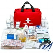 Empty First Aid Kit Bag - Red Medical Pouch with Multiple Compartments & Zippered Mesh Bags for Organizing Emergency Supplies, for Home, Car, Camping & Travel
