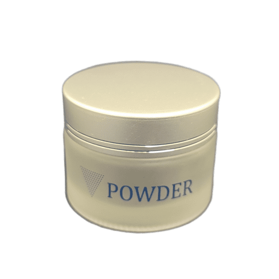Empty Frosted Glass Jar 2 oz - With Powder Label